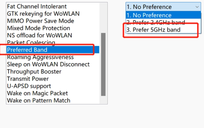 How to set the computer priority 5G Wifi signal?